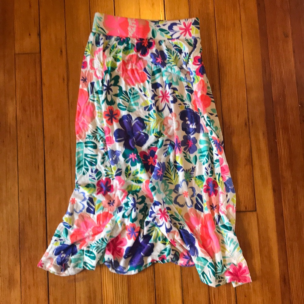 Girls Bright Floral Maxi Skirt